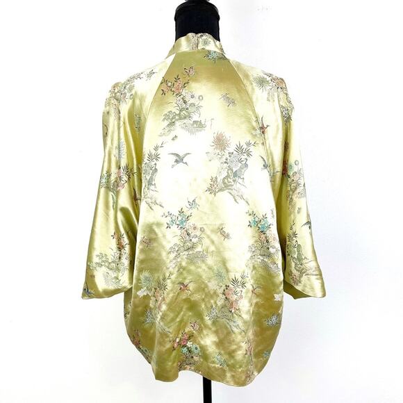 Vintage Evening Jacket Asian Floral Brocade Overlay Raglan Sleeve - Picture 3 of 9
